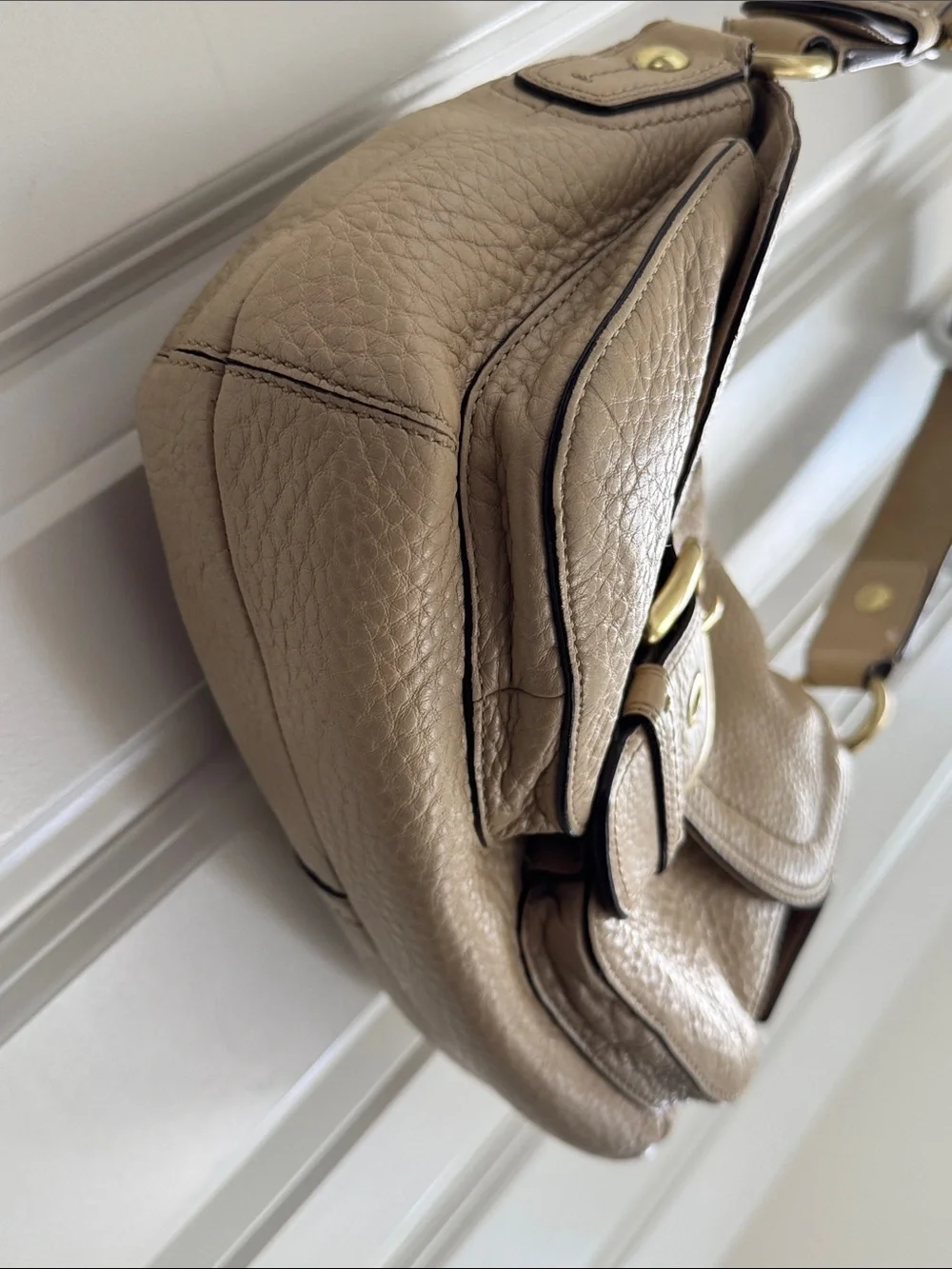Coach Vintage Soho Buckle Flap Shoulder Bag - Style 11842 Cream Pebbled Leather